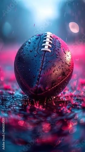 american football ball, lights gradient background