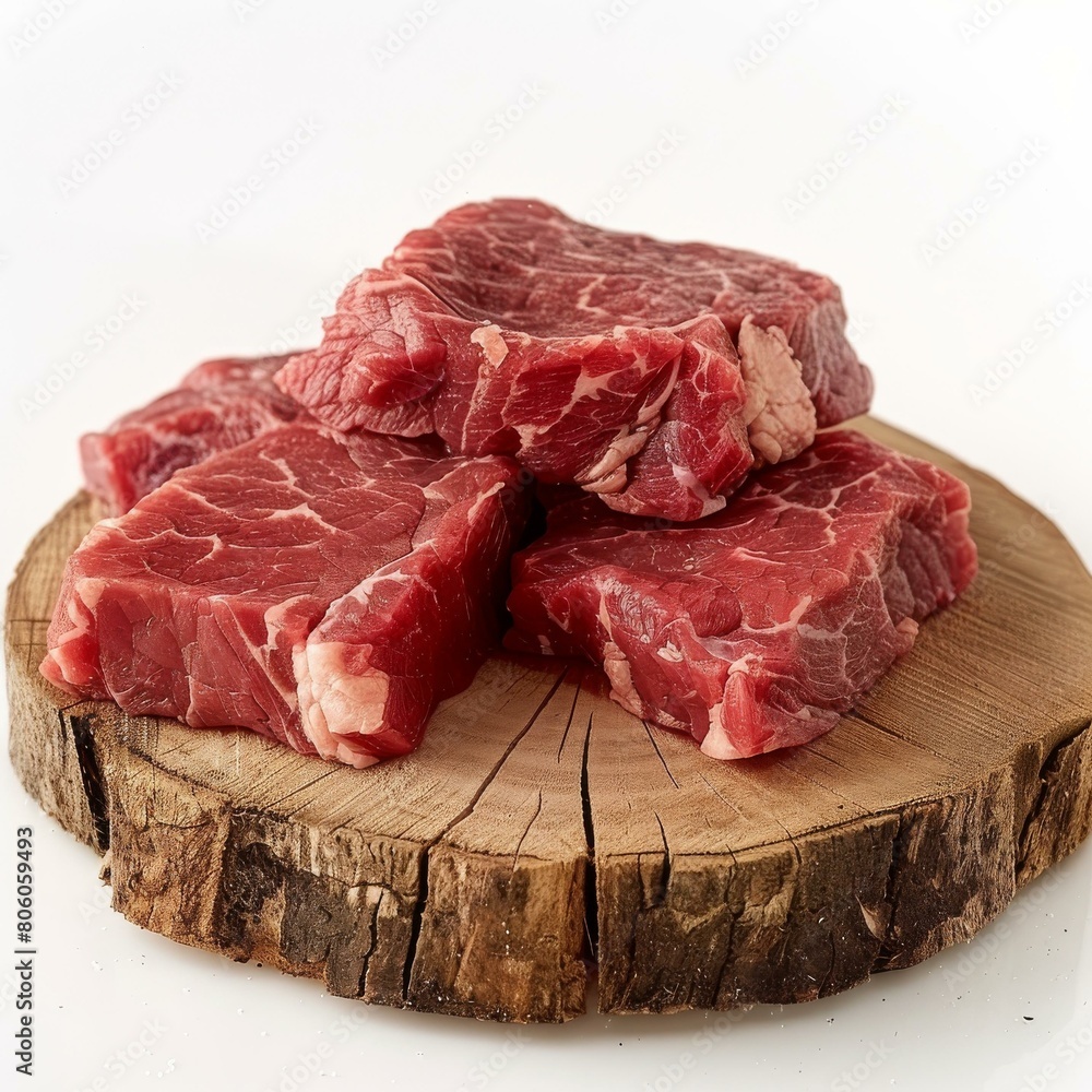 Fototapeta premium Beef tenderloin steaks on a wooden cutting board