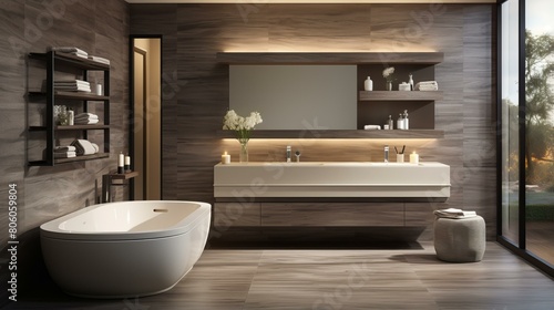 Bathroom interior with natural materials