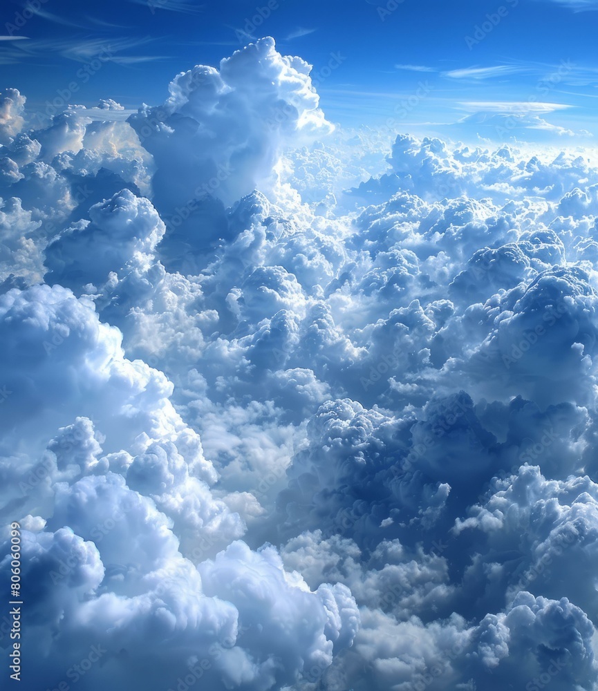 Fototapeta premium Blue and white cloudscape with a few wispy clouds