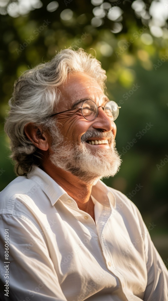 Portrait of a smiling elderly man with white hair and beard Portrait of a smiling elderly man with white hair and beard