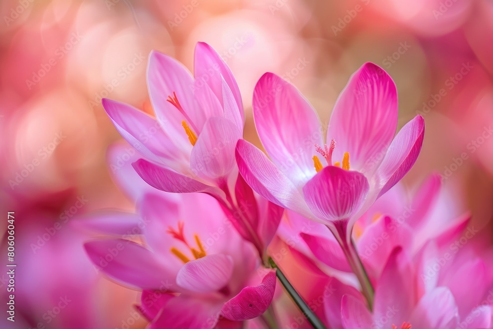 Autumn Bloom: Beautiful Pink Colchicum Flower in Full Bloom