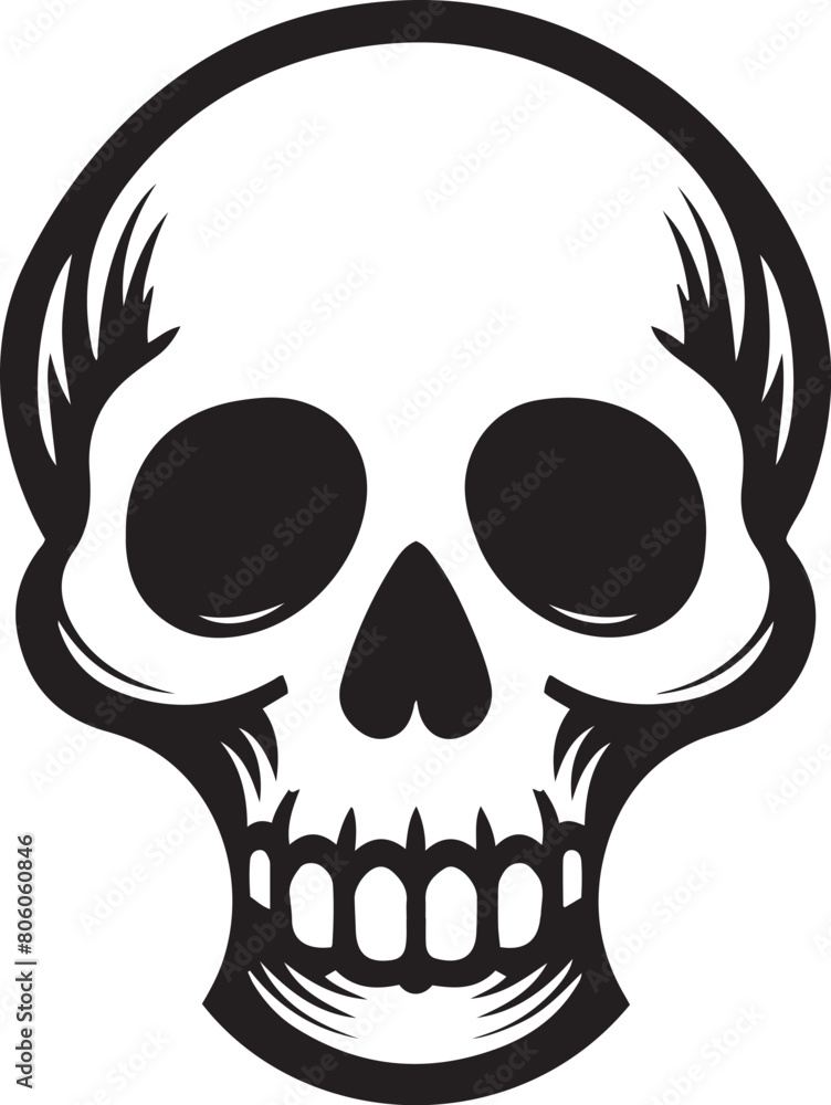 Fototapeta premium Human Skull with Teeth vector icon illustration.