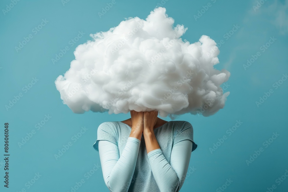 woman with cloud head