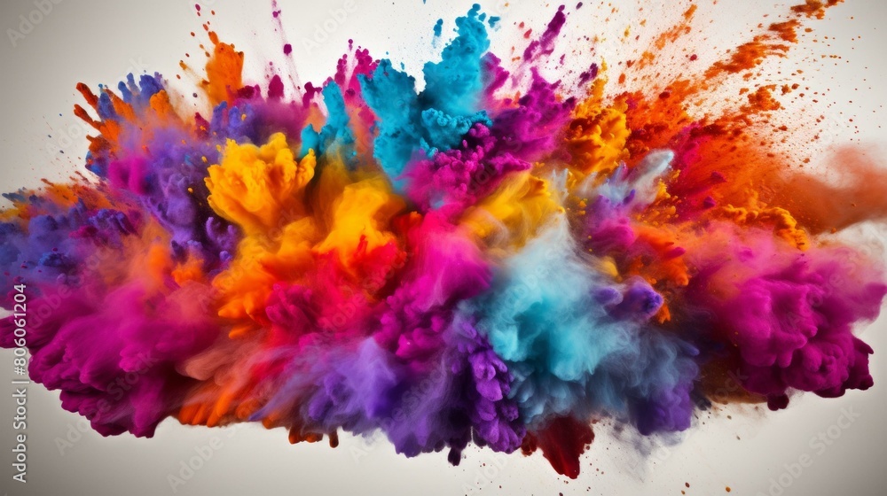 Colorful powder explosion on white background