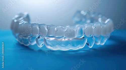 bleaching trays snugly covering an upper and lower set of teeth photo