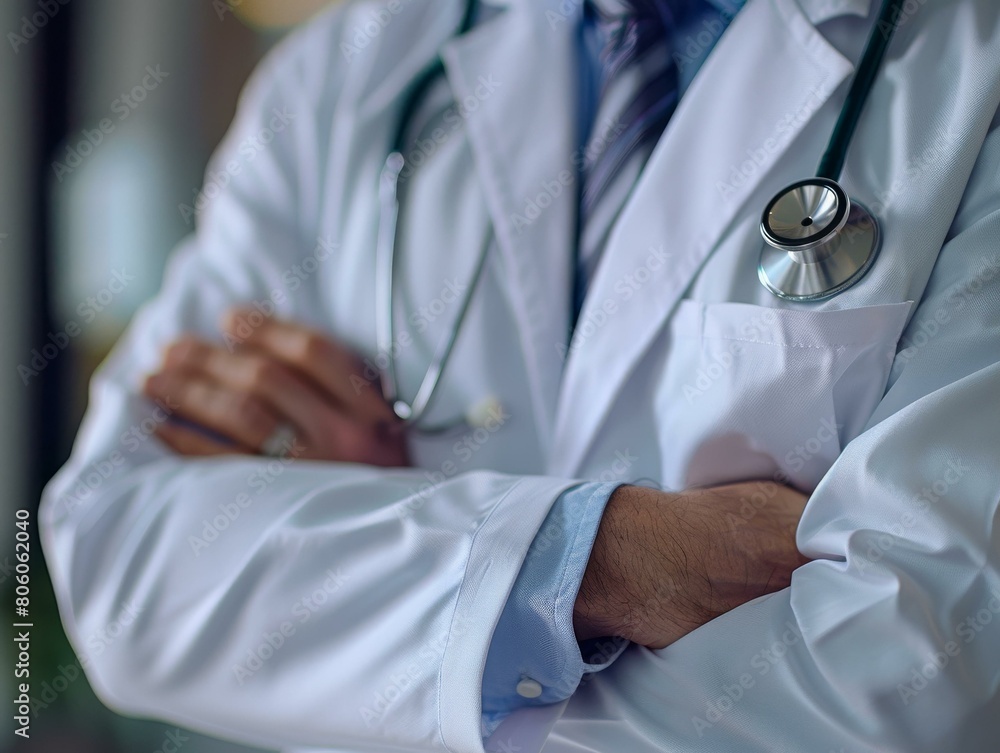 A doctor in a white coat with a stethoscope around his neck A doctor in a white coat with a stethoscope around his neck