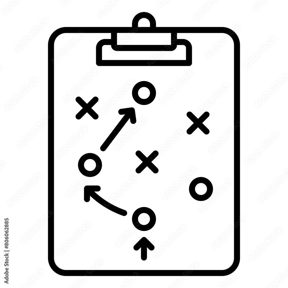 Strategic planning icon with clipboard and tactics