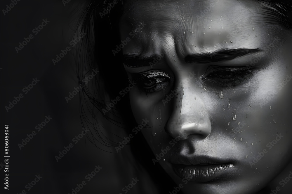 black and white portrait of a woman cry black and white portrait of a woman cry
