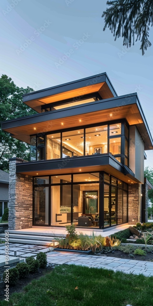 Stunning Exterior Design of a Modern Two Storey House with Flat Roof