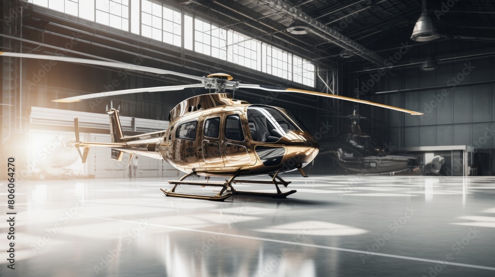 Helicopters in hangar during maintenance or parking time Helicopters in hangar during maintenance or parking time
