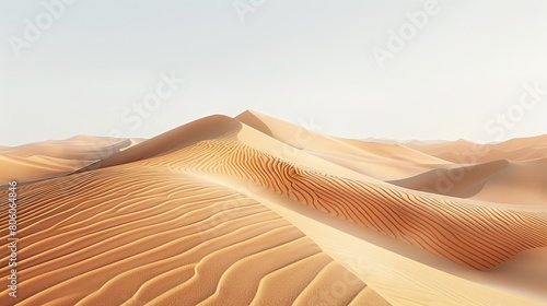 Sand Dunes, Captivating view of rolling desert dunes under a clear sky. photo
