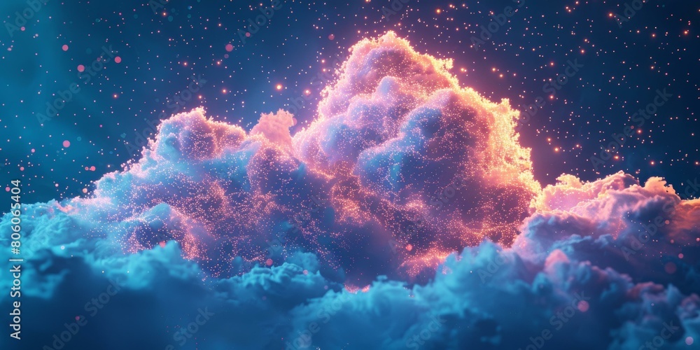 Interstellar pink and blue nebula with stars in the background Interstellar pink and blue nebula with stars in the background