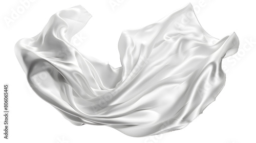 White silk cloth, flying, isolated on a white background. 