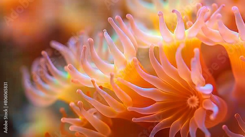 Close-up image of a pink and orange anemone © Adobe Contributor