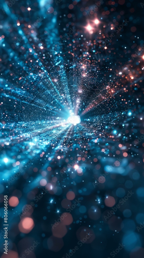 Blue and orange glowing particles form a tunnel Blue and orange glowing particles form a tunnel