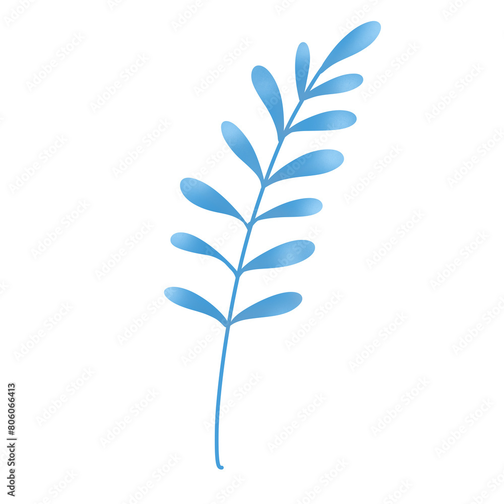 Fototapeta premium Blue plants and leaves illustration