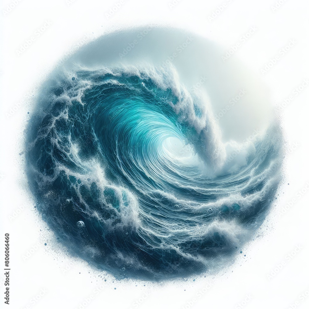 Fototapeta premium Ocean wave isolated on a white background 