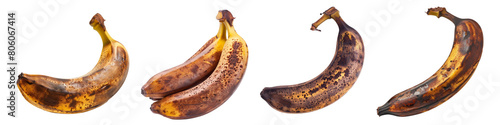 Over-ripe bananas, transparent background, png set
