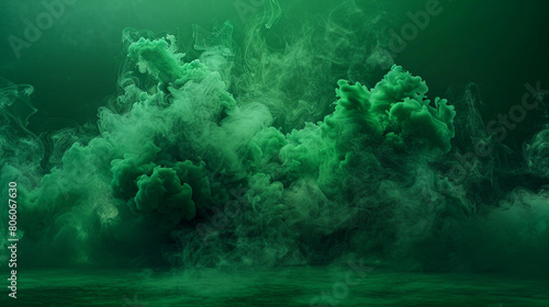 A lush cloud of smoke in forest green, subtly illuminated by a neon emerald texture that enhances its natural inspiration. © Rajesh