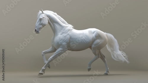 A white stallion rearing  isolated on black AI generated