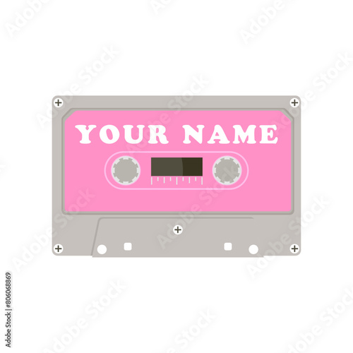 retro radio cassette tape pink logo 