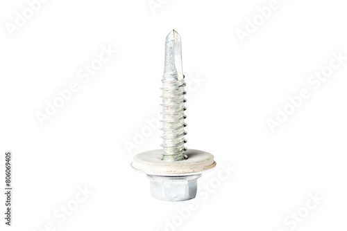 Roof screw. Roofing screws on a white background