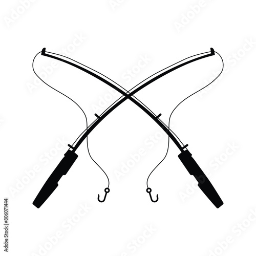 Fishing Rod Vector illustration black and white