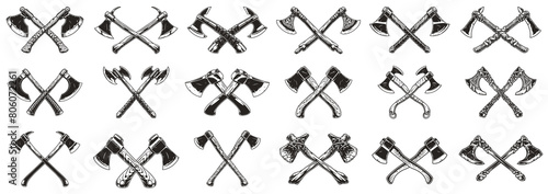 Crossed axes monochrome set elements