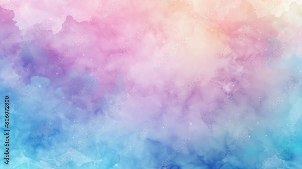 Colorful pastel watercolor background with a soft tie dye color blend, cloud and smoke effects, soft watercolors, abstract background, dreamy and soft color blending.