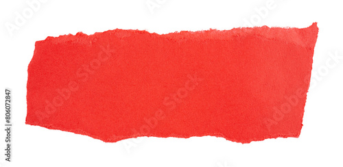 Red Torn paper in a rectangle shape, ripped orange paper sheet, realistic paper scrap with torn edges, isolated on a transparent background, grunge textured graphic element