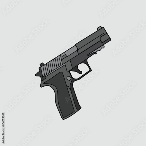 Simple Pistol Vector Design, pistol illustration