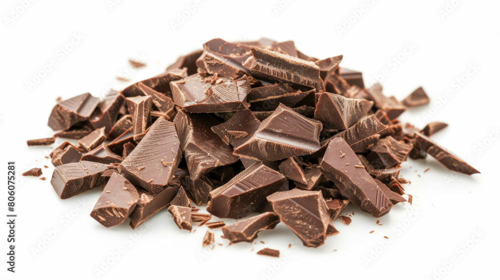 chocolate pieces isolated on white background chocolate pieces isolated on white background