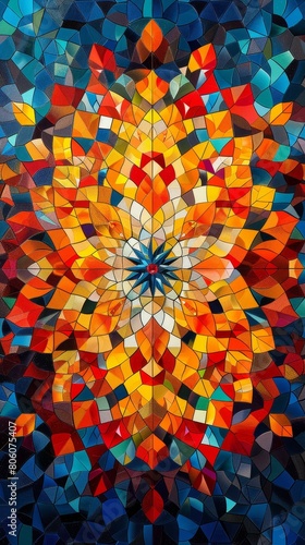 Colorful and vibrant stained glass mosaic.