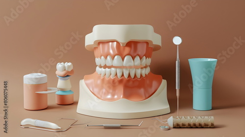Layout of dentistry tools and a ceramic dental prosthesis