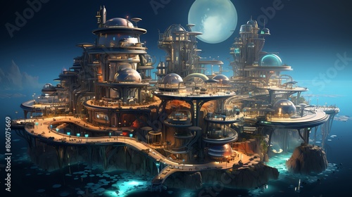 Futuristic settlements built beneath the ocean surface, Underwater Cities and Structures photo