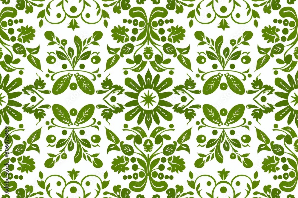 Green Floral Damask Pattern Background for Elegant. Design for background, graphic design, print, poster, interior, packaging paper Green Floral Damask Pattern Background for Elegant. Design for background, graphic design, print, poster, interior, packaging paper