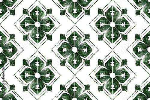 Elegant Green Foliage Pattern - Nature Inspired Symmetrical. Design for background  graphic design  print  poster  interior  packaging paper