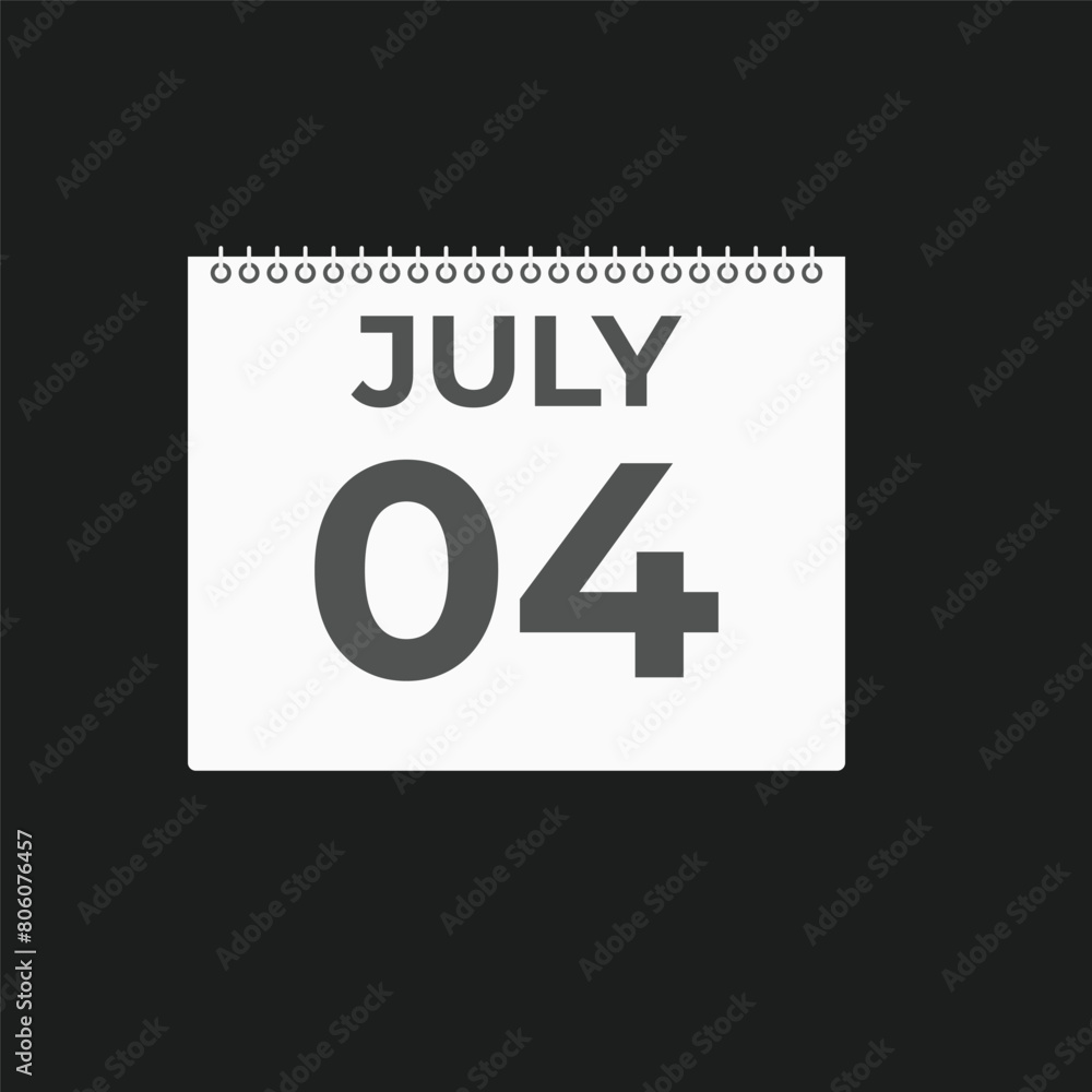 July 4 calendar reminder. 4 July daily calendar icon template. Calendar 4 July icon Design template. Vector illustration
July 4 calendar reminder. 4 July daily calendar icon template. Calendar 4 July icon Design template. Vector illustration