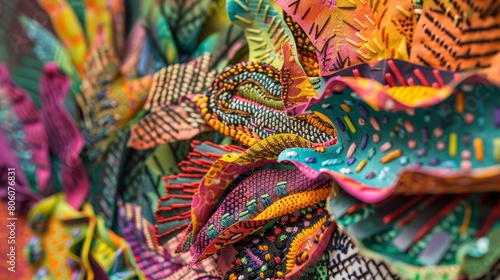 Vibrant Handmade African Textiles Displayed at Market photo
