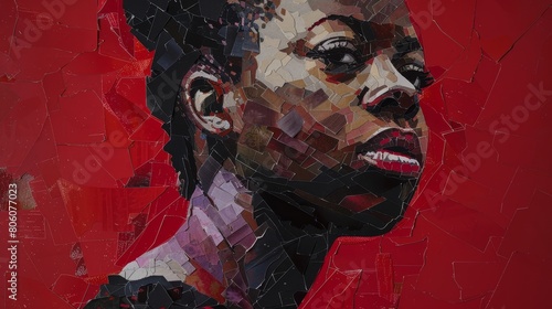 Colorful Mosaic Portrait of a Woman in Modern Art Style