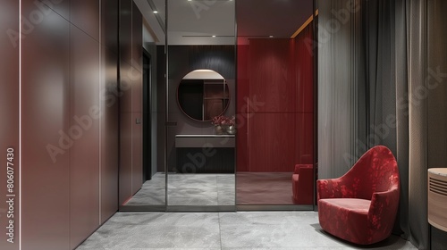 Customized door with a built-in mirror or mirrored panels for added functionality