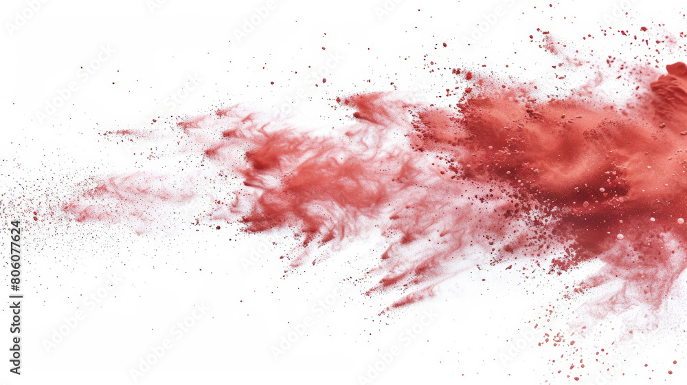 red chalk pieces and dust flying around
