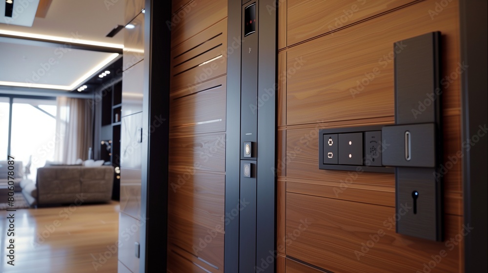 Customized door with an integrated smart lock and security features Customized door with an integrated smart lock and security features