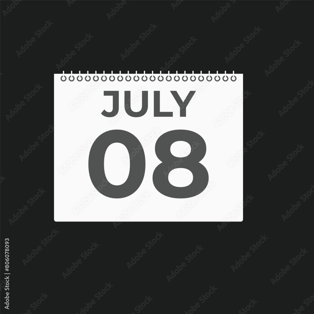 July 8 calendar reminder. 8 July daily calendar icon template. Calendar 8 July icon Design template. Vector illustration
July 8 calendar reminder. 8 July daily calendar icon template. Calendar 8 July icon Design template. Vector illustration