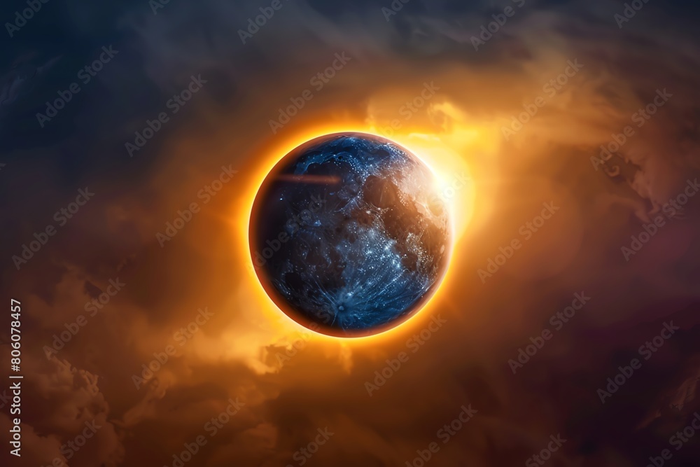 Full solar eclipse, realistic, dramatic corona, twilight lighting Full solar eclipse, realistic, dramatic corona, twilight lighting