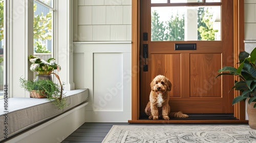 Dutch door with a built-in pet door for convenience and style photo