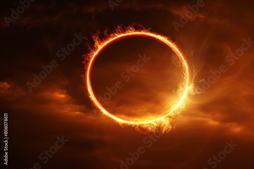 Realistic annular solar eclipse, ring of fire, highresolution photo