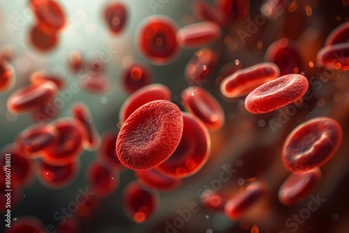 red blood cells flowing in a vessel