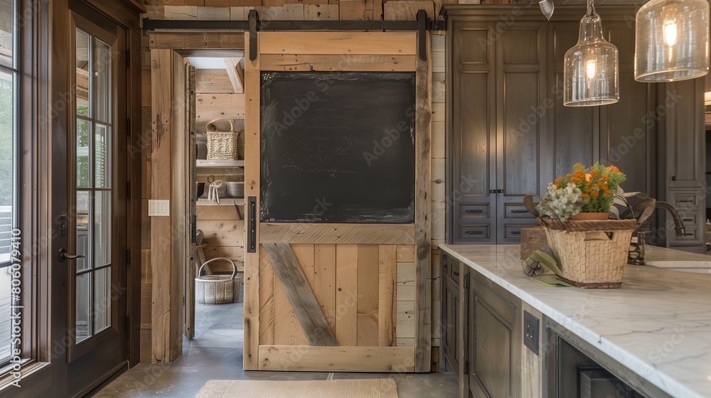Dutch door with a chalkboard or whiteboard panel for messages and reminders Dutch door with a chalkboard or whiteboard panel for messages and reminders
